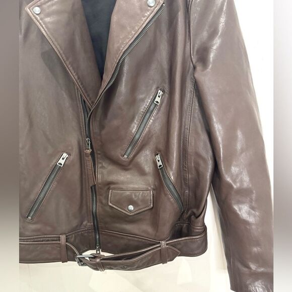 NEW $670 ALL SAINTS leather jacket VOLTAIRE BIKER ML025L OXBLOOD RED Brown - Picture 8 of 11